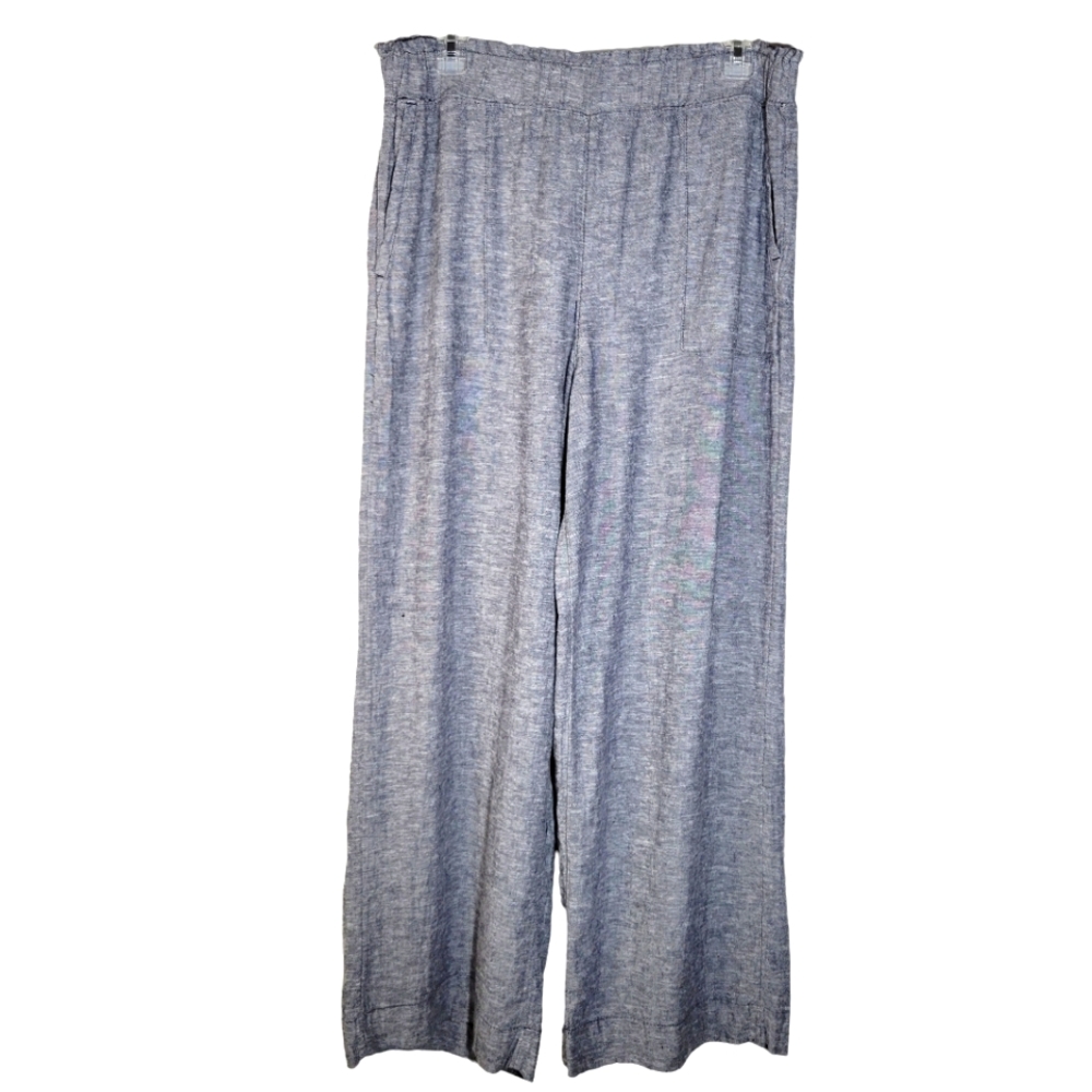 Blue linen blend wide leg hi-waist pants Size Medium